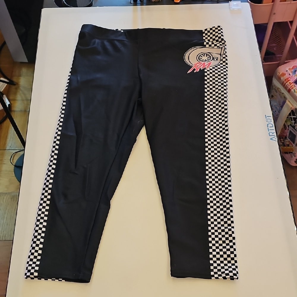 Women's Black Checkered Leggings RevMatch Clothing Large